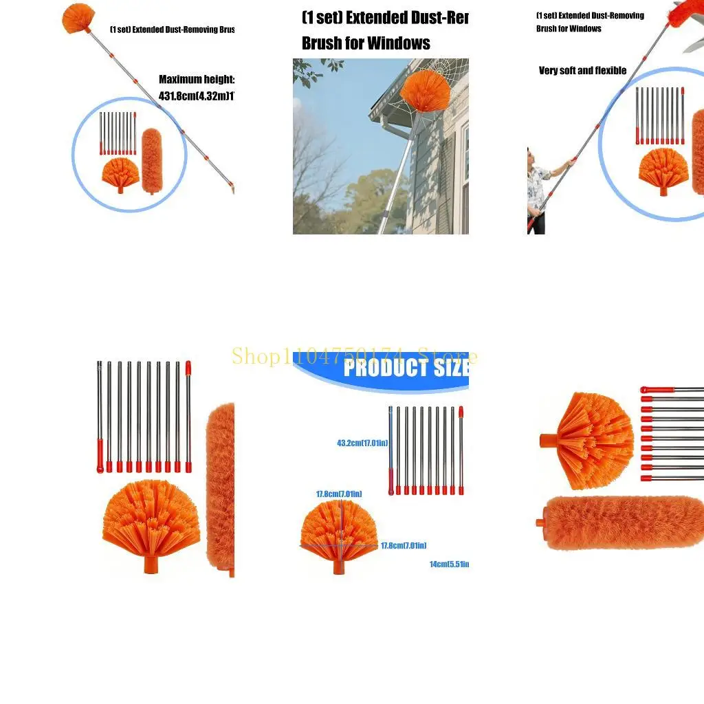 Microfiber Cleaning Brush Stainless Steel Adjustable Handle for Fan Wall and Baseboards Machine Washable top sale