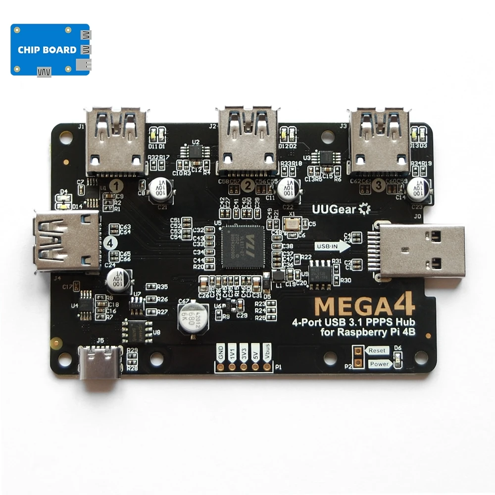

MEGA4: 4-портовый концентратор USB 3.1 PPPS ДЛЯ RASPBERRY PI 4B