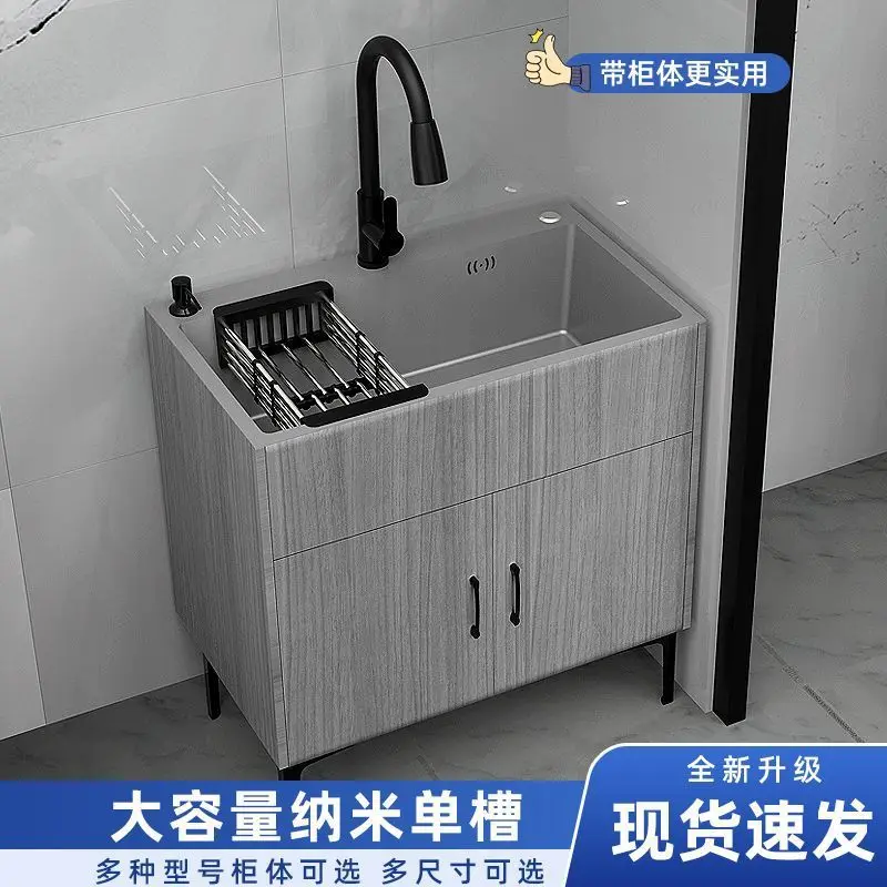 

Kitchen Household Stainless Steel Sink Cabinet Single Double Sink Integrated Cabinet Rental Room Vegetable Basin Dishbasin