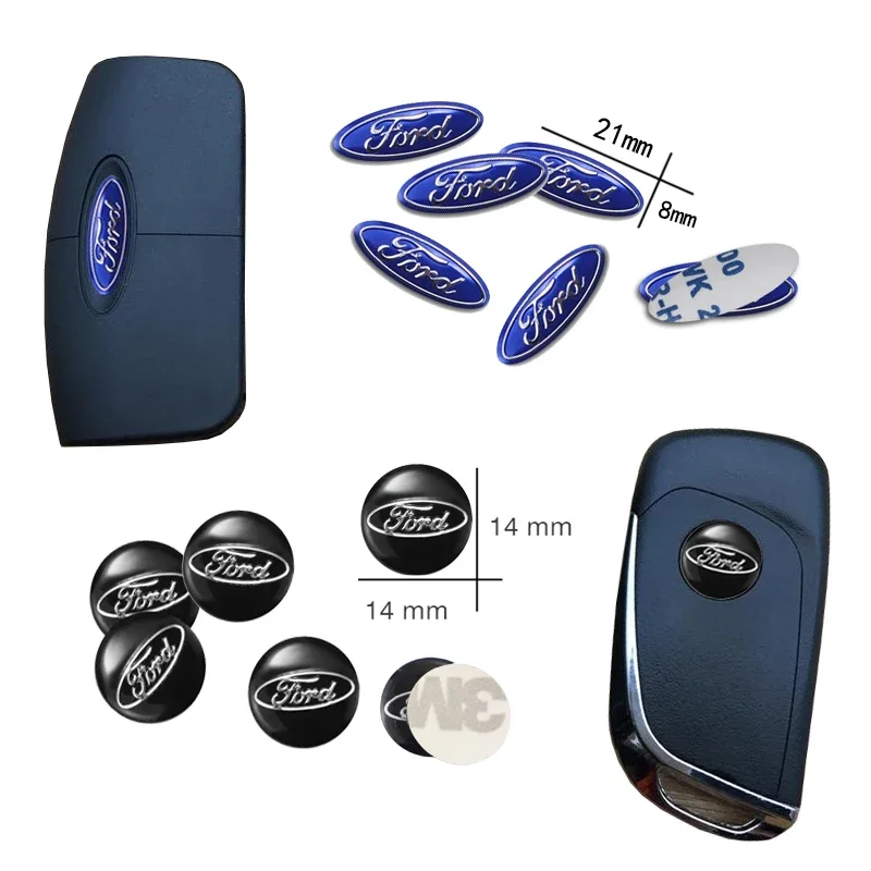 5/10Pcs Aluminium Metal Car Key Emblem Stickers  For Ford Focus Fiesta Puma Ranger Kuga MK7 MAX F150 Mondeo