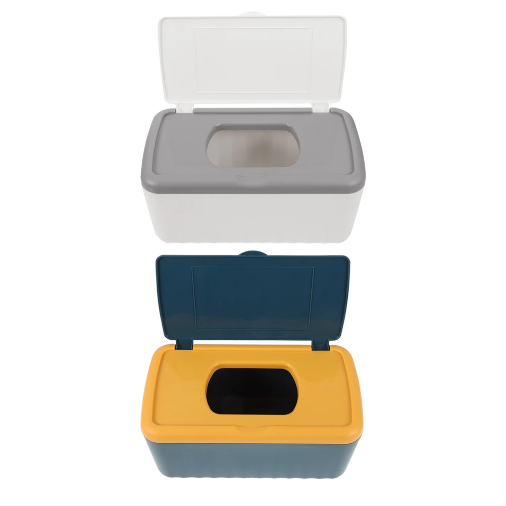 

2pcs Plastic Dispenser Dustproof Cover Rectangular Large Opening Anti Slip Storage Modern Organizer For Living Room Bathroom