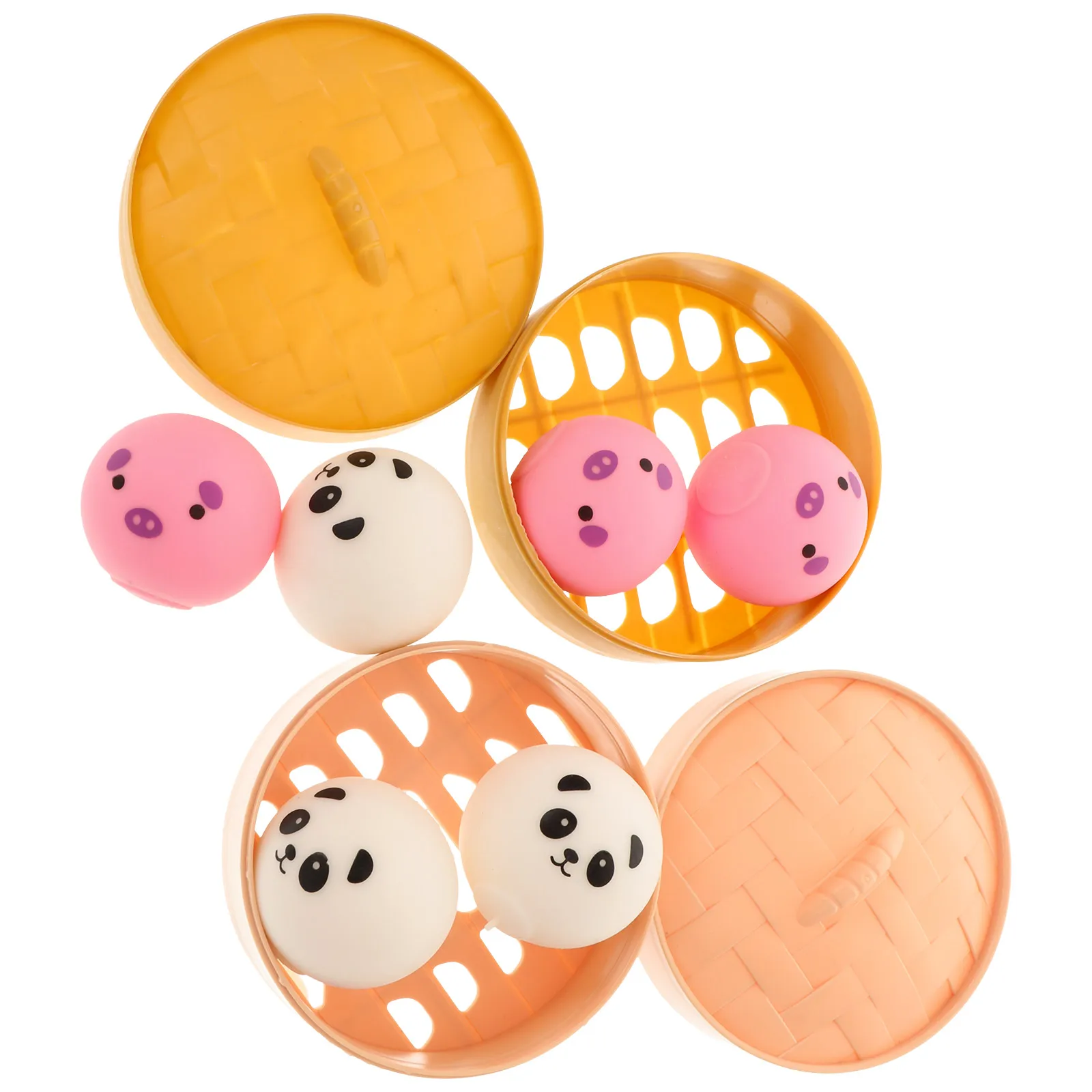 

2 Sets Squeeze Toys Simulated Buns Resilient Fidgets Kids Sensory Desk Toys Stretchy Food Props