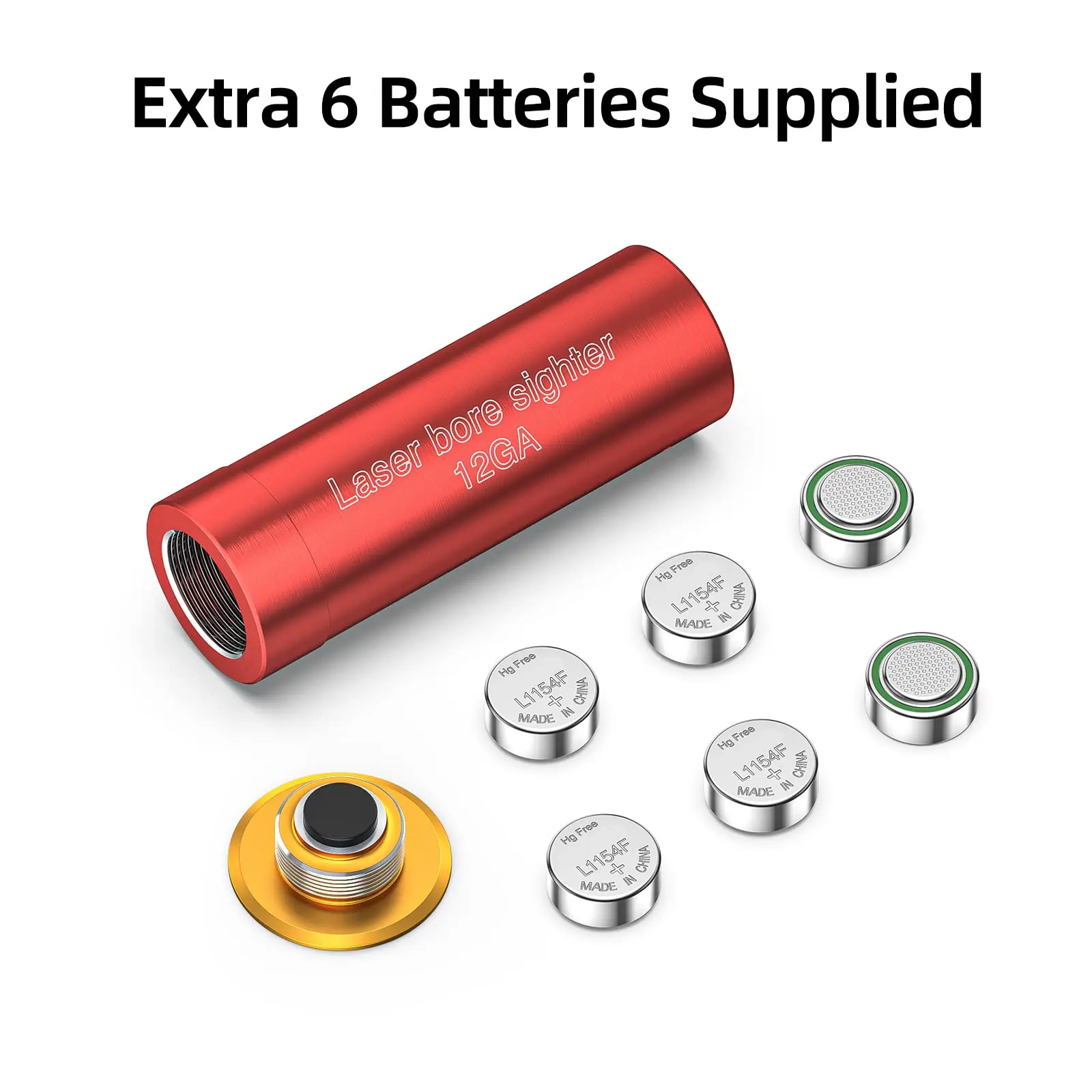 

Red Laser Bore Sighter 12 Gauge Sighting Red Dot Boresighter with 2 Sets of Batteries Aluminum