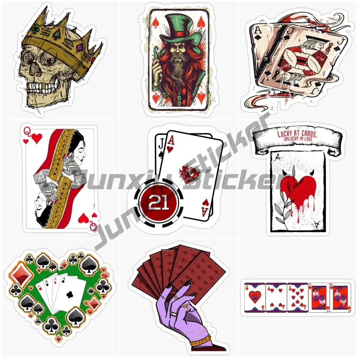 

Poker PLAYING CARDS Sticker Vinyl Funny Car Stickers Accessoires Windshield Refrigerator Funny Decor Decals