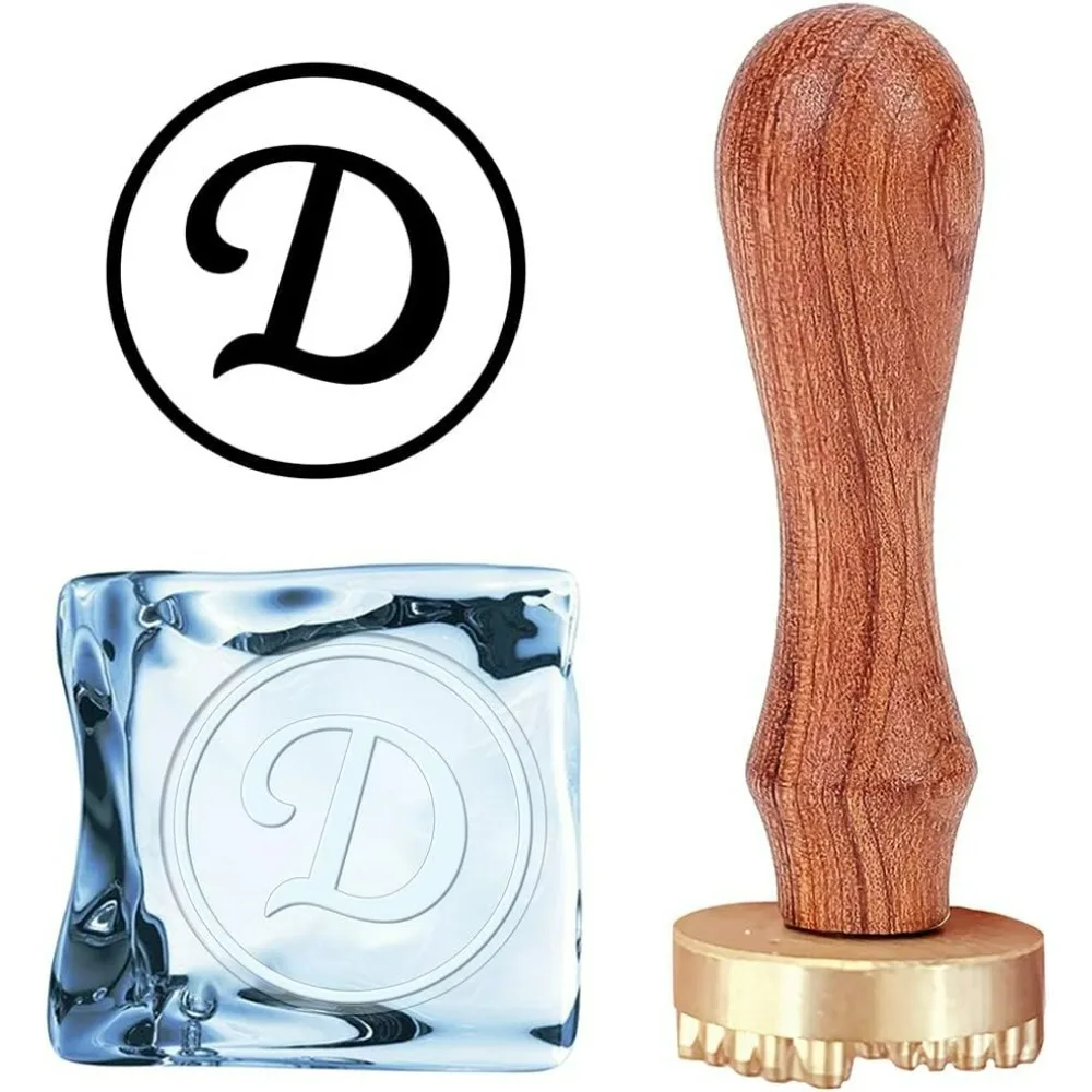 Ice Stamp Letter D Ice Cube Stamp Ice Branding Stamp with Removable Brass Head & Wood Handle Vintage 1.1