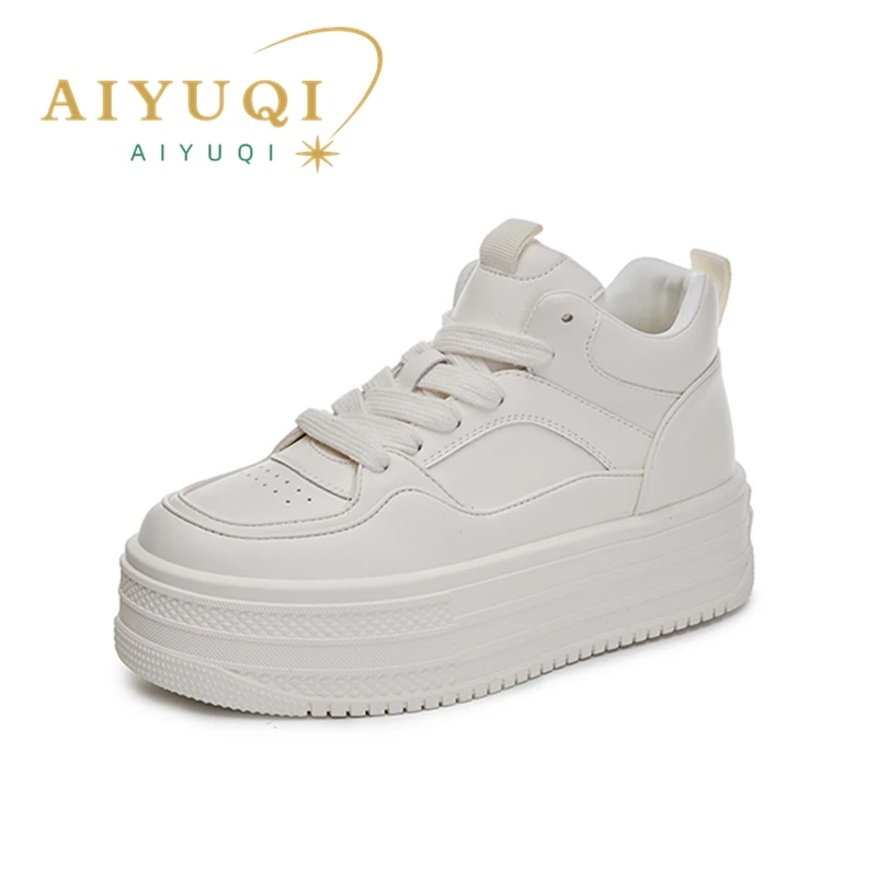 AIYUQI 2024 nieuwe damessneakers, witte damesschoenen met dikke zolen, grote maat casual damesschoenen met platte zolen