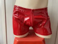 M-2XL Taille Plus Taille artificiel astique Sexy Hommes Boxer DS Strings Gay Sous-Vêtements Soutien Look Faux Cuir Pénis Gaine Culotte