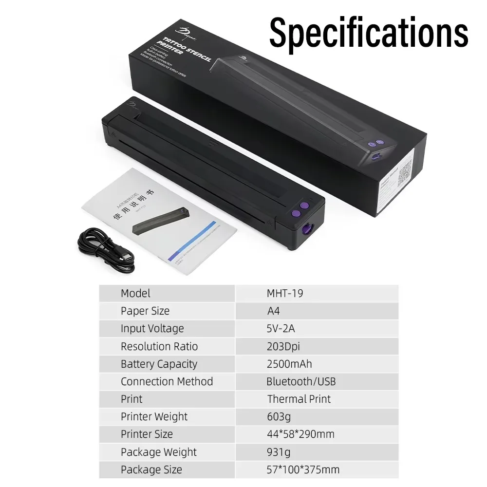 Professional Wireless Tattoo Transfer Machine Bluetooth Stencil Printer Tattoo Thermal Printer Machine Copier 10PCS Papers Given