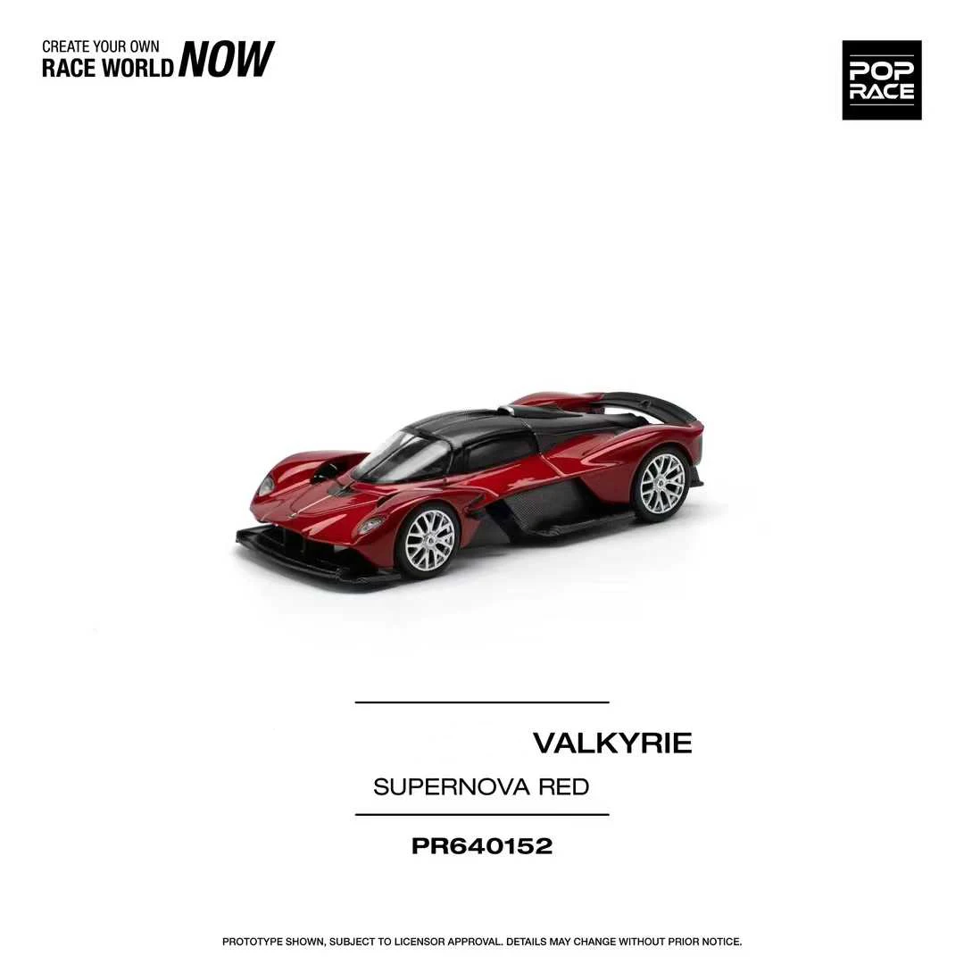 PreSale POP Race 1:64 Valkyrie V12 Supernova Red Openable Hood Diecast Diorama Car Model Toy