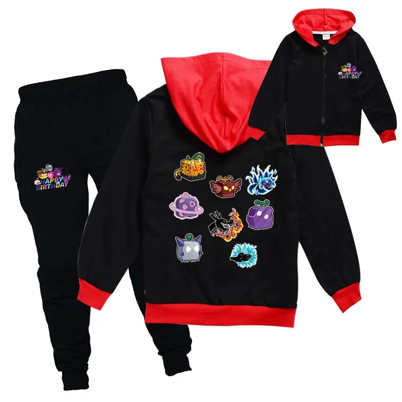 Wiwiwi 123 الخريف الشتاء الاطفال رياضية ثلاثية الأبعاد B-BloxES الفواكه طباعة سستة هوديس بلوزات السراويل مجموعات ملابس الأولاد عادية الفتيات #2