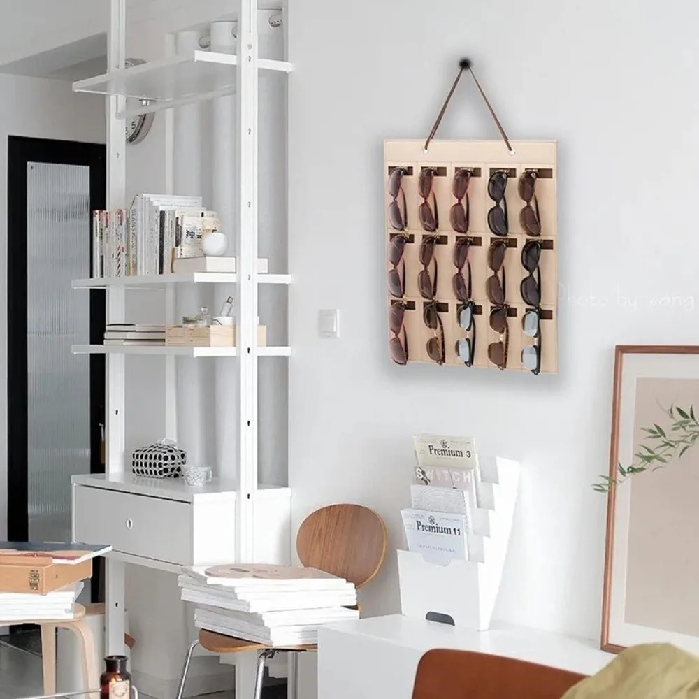 2 قطعة 15 فتحات النظارات الشمسية عرض حقيبة للحمل الحائط جيب تخزين النظارات حامل حامل ورأى الغبار برهان