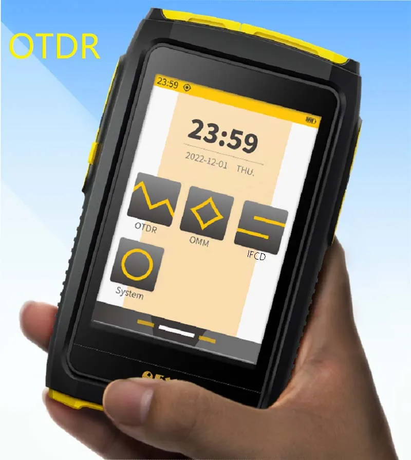 FWT-100   OTDR Active Fiber Live Test 1550nm 20dB Fiber Optic Reflectometer Touch Screen VFL OLS OPM