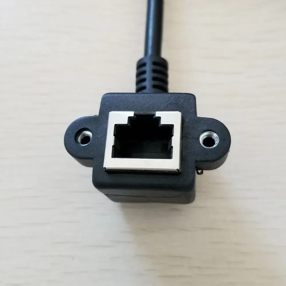 Cabo de extensão ethernet rj45 cat5, cabo de extensão macho para 90 graus fêmea com fixador para parafuso de assento, fio de 1m