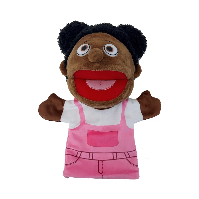 ตุ๊กตาของเล่นสำหรับครอบครัวเพื่อการเรียนรู้ของเด็กน่ารัก boneka Jari Tangan ด้วยมือตุ๊กตาคอสเพลย์พี่ชายน้องสาว