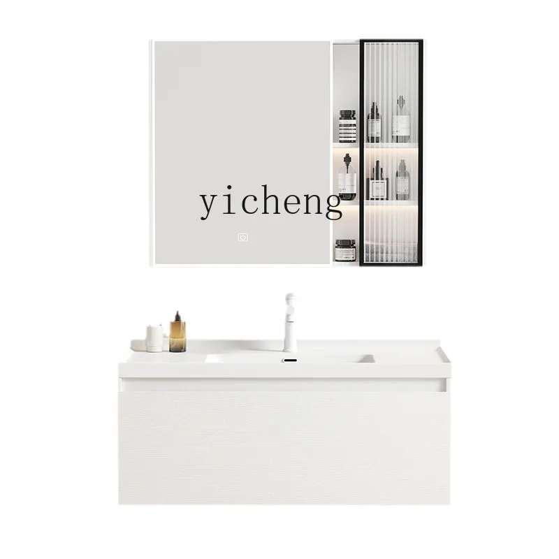 

Xl Solid Wood Bathroom Cabinet Combination Stone Plate Ceramic Whole Washbin Wall-Mounted Bathroom Cabinet Wash Basin