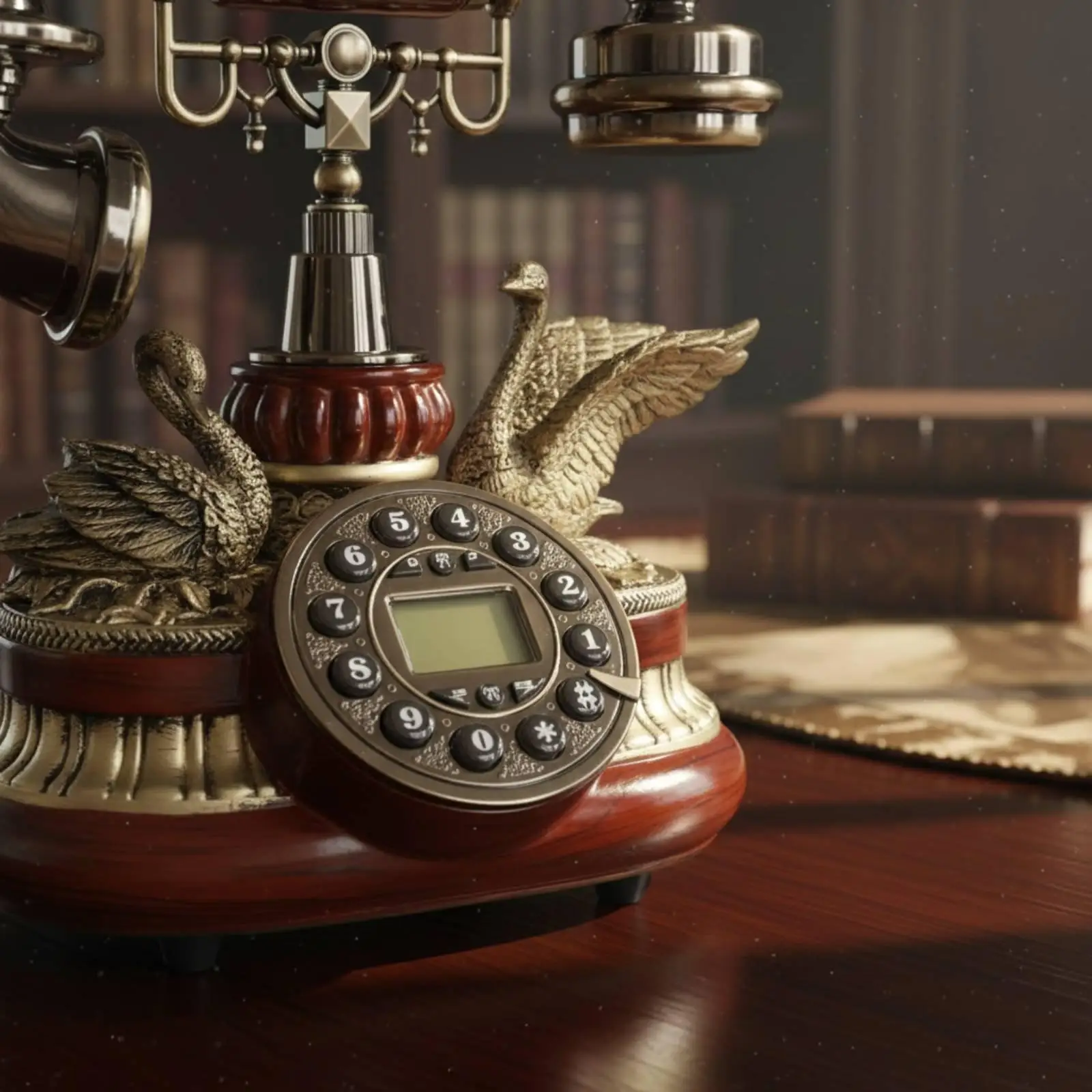 Retro Corded Telephone with Adjustable Ringtone Classic Rotary Dial Phone for Home Office Vintage Decor