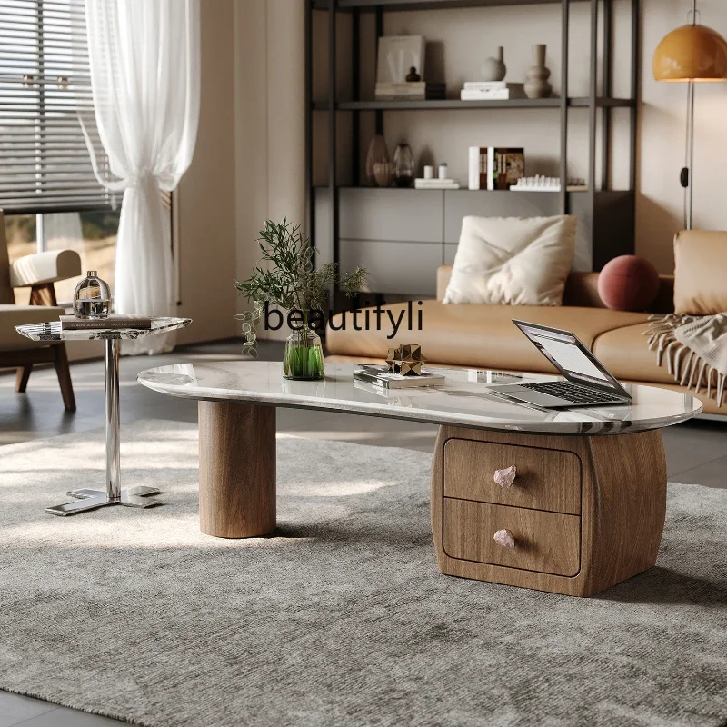 

yj9 Italian minimalist living room marble coffee table side table combination household light luxury