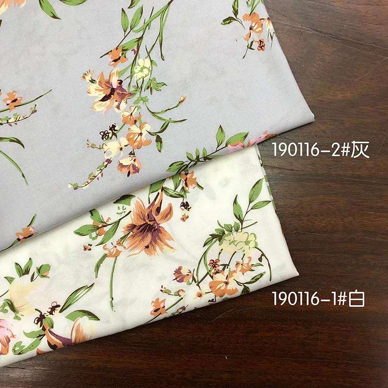 Floral Printed Polycotton Fabric By the Meter, Flower Viscose Rayon Fabric for Sewing Cloth,Dress,Shirts,Black 100*145cm