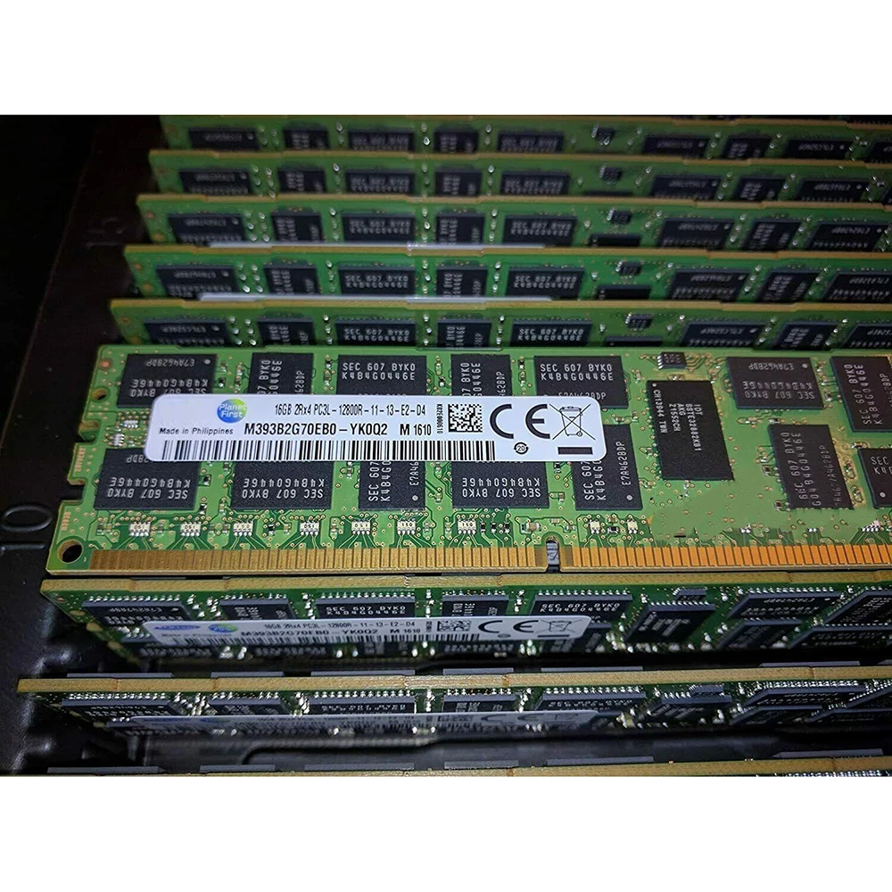 1 Pcs M393B2G70EB0-YK0Q2 16GB 2RX4 DDR3L 1600 PC3L-12800R ECC For Samsung Server Memory