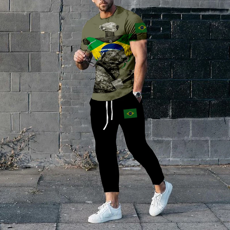 2023 Sommer Brasilien Männer Sporta nzug Mode Kurzarmhose 2-teiliger Jogging Street Anzug übergroße T-Shirt Freizeit Sporta nzug