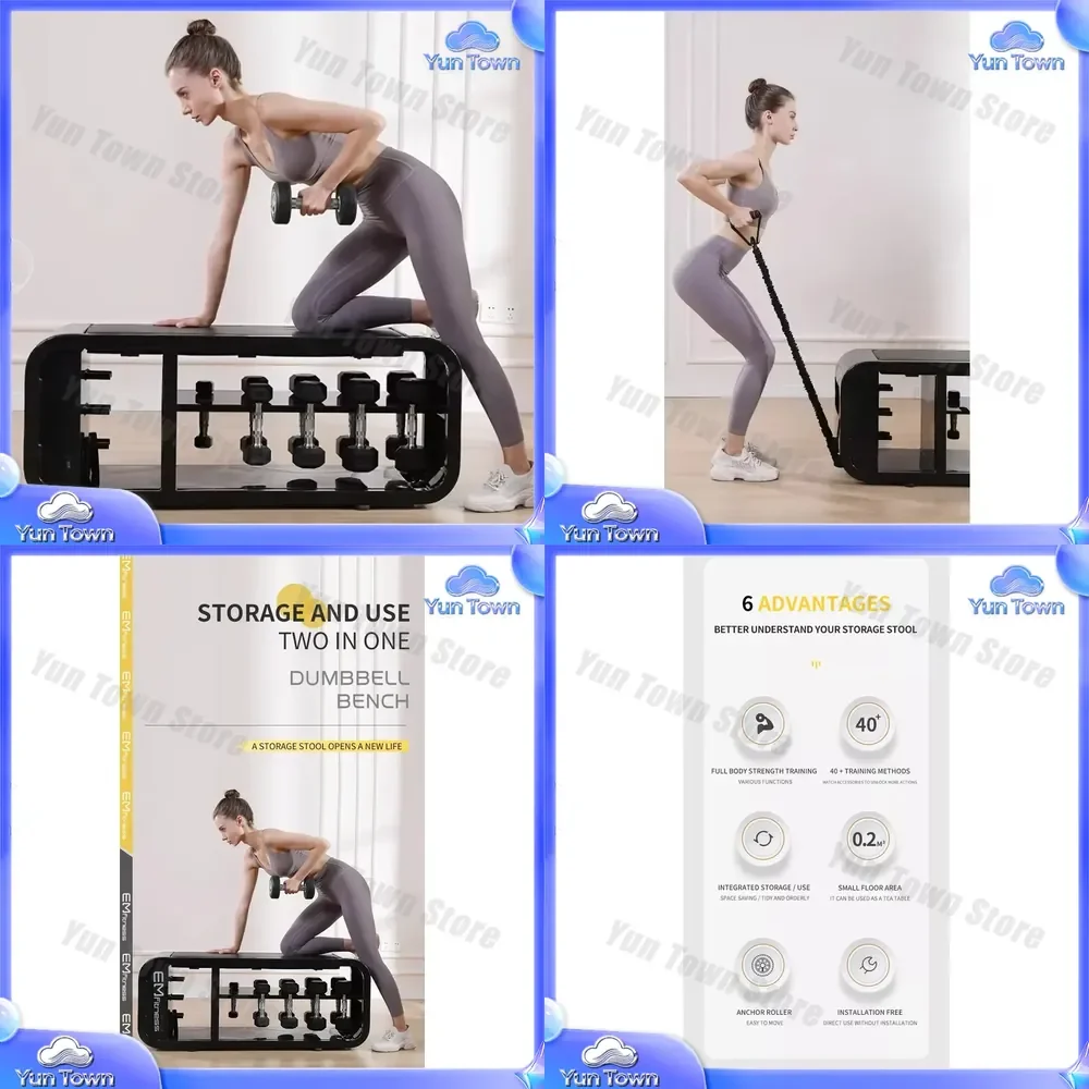 Widerstandsband für Fitnesstraining Multifunktionale Hantelbank mit Stauraum Faltbarer Trainingshocker für Heimfitness-Workout