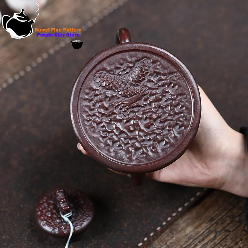 Yixing, purple clay teapot, antique copper clay, hammer patterned dragon bell, kung fu tea set, Chinese teapot
