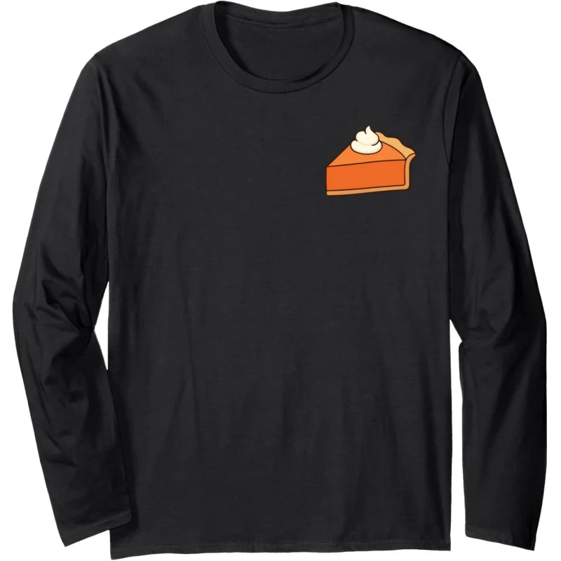 

Thanksgiving Men's and Women's Sports Leisure New Fashion Pumpkin Pie Shirt Family Long Sleeve T-shirt Black