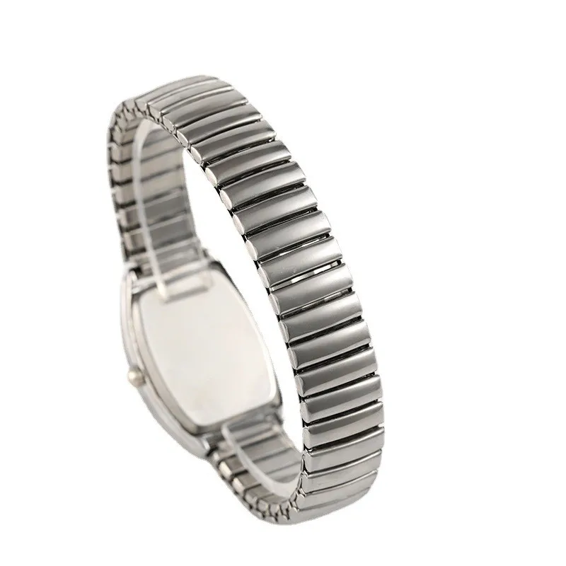 ساعة كوارتز عصرية بسيطة وأنيقة على شكل برميل للنساء بسوار مطاطي ريترو للنساء