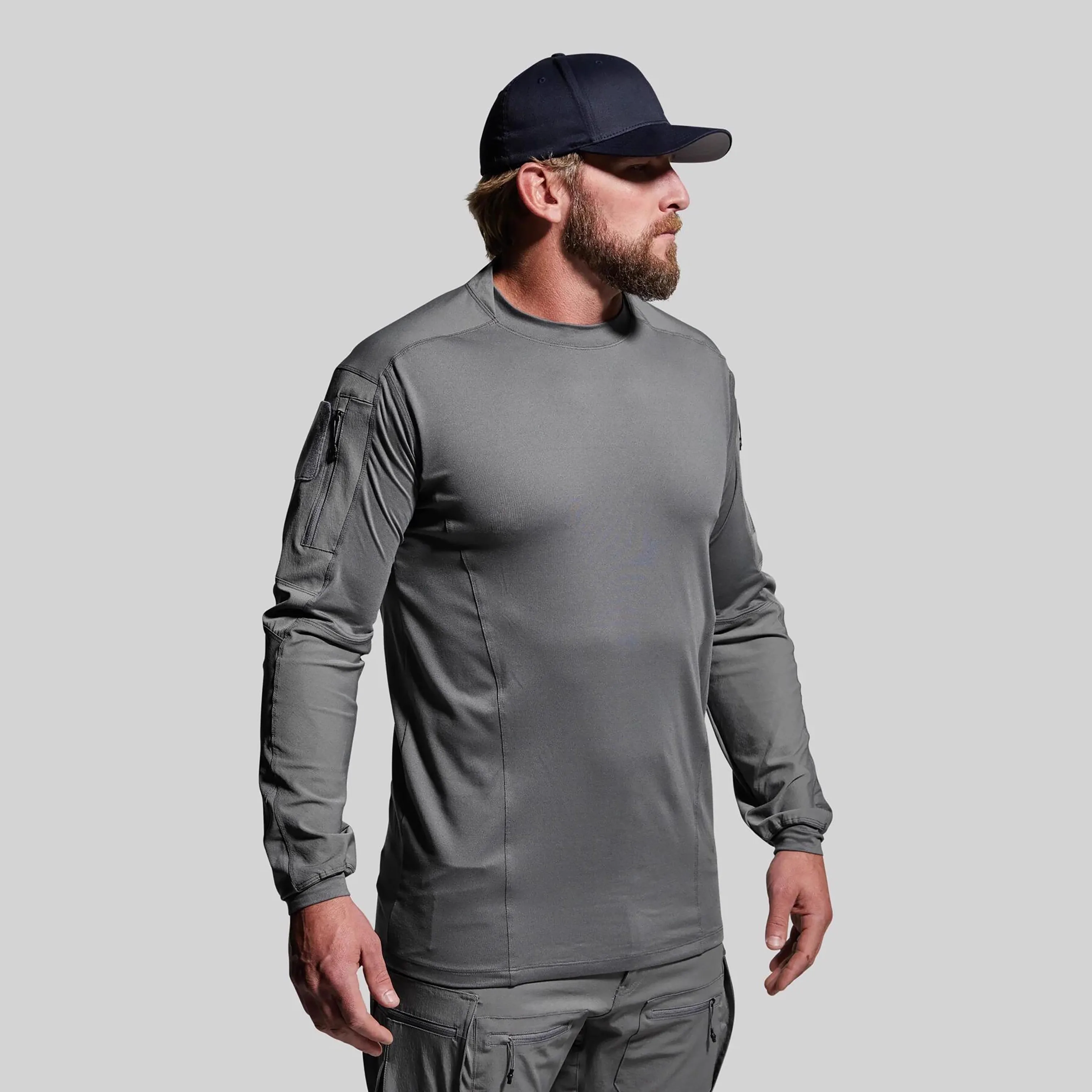 140D wear-resistant orange peel nylon high elasticity quick drying top military version tactical long sleeved T-shirt