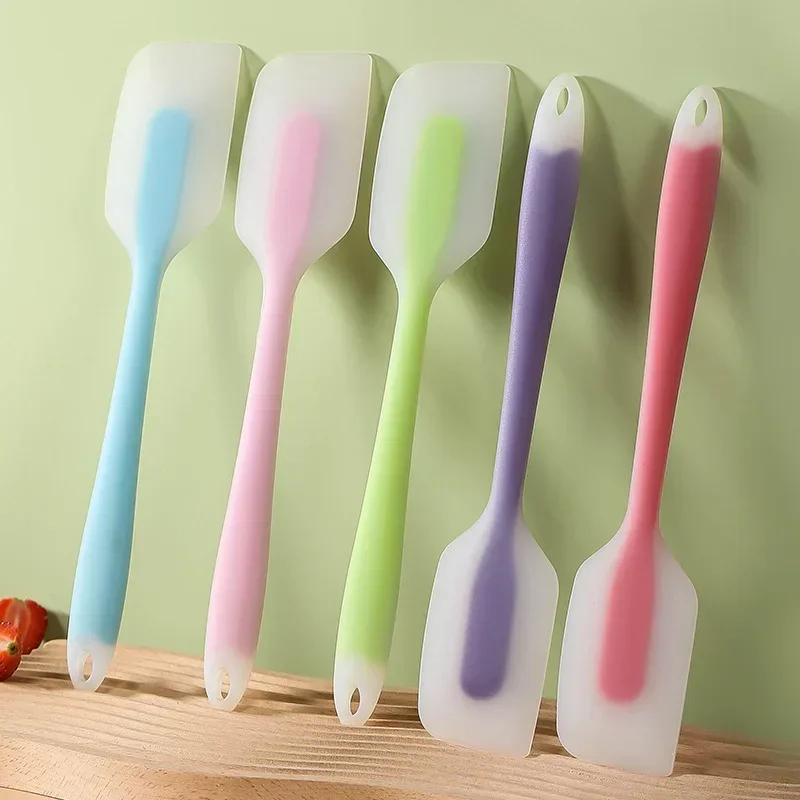 Heat Resistant Handle Silicone Spoon Scraper Spatula Ice Cream Cake Butter Mixer Stir For Kitchen Tool Utensil