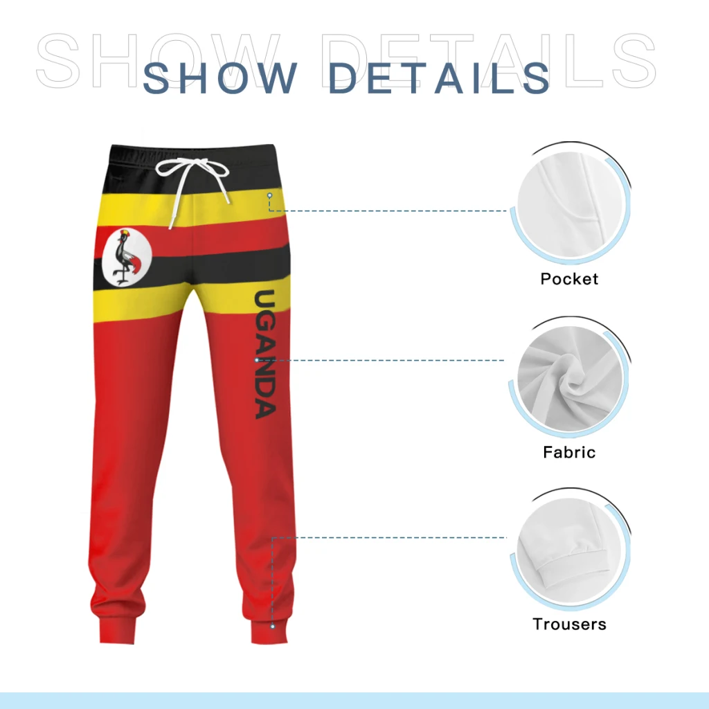 Mens Sweatpants Uganda Flag Pants with Pockets Joggers Soccer Football Multifunction Sports Sweat With Drawstring