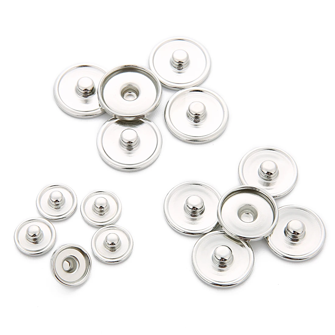 20pcs/pack 10-16mm Copper Rhodium Round Button Tray For DIY Making Clothes Decoration Accessories Wholesale