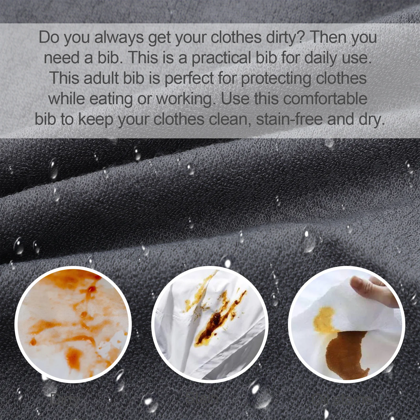 

1Pcs Adult Bib Waterproof Eating Apron for Clothing Protection Soft Fabric Stain Resistant Ideal for Elder Mealtime Or Patient