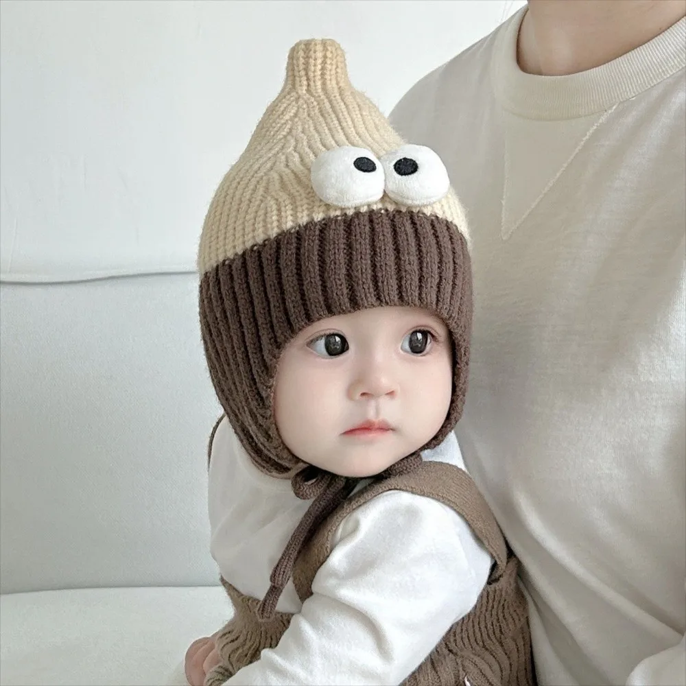 قبعة محبوكة مريحة ومضحكة للأطفال دافئة مع اللوحات قبعة شتوية ناعمة للأطفال