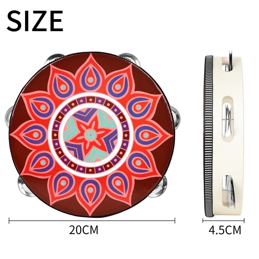 8 Inch Hand Drum Dunhuang Dance Stage Performance Chinese Style Classic Vintage Pattern Printing Ethnic for Kids Instruments