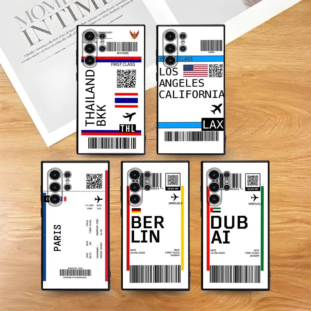

Flight Ticket Phone Case for Samsung S series s21 s22 s23 s24 s25 FE Plus Ultra TPU Soft to Skin-friendly case