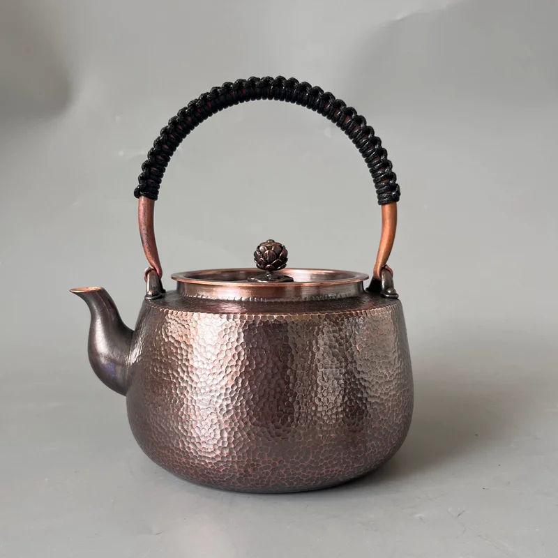 

Pure Copper Handmade Water Kettle Hammered Thick Teapot Retro
