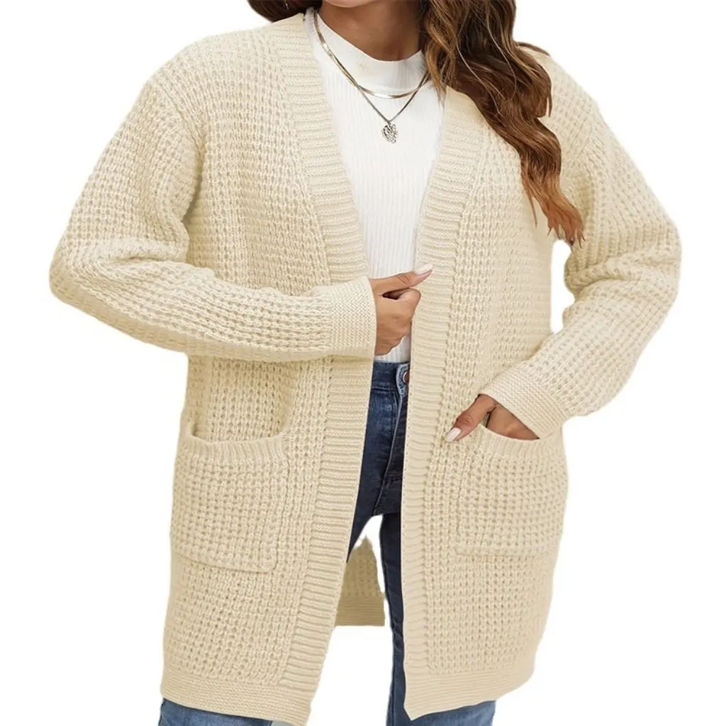 

Women's Long Twist Knit Cardigan Autumn Winter European American Style Special Sweater