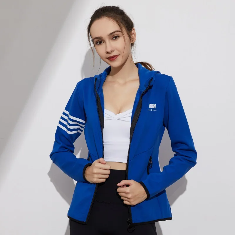 

Cold and Warm Sports Jacket Thickened Fleece Hooded Jacket Trench Coat Reflective Label Zipper Jacket New Women