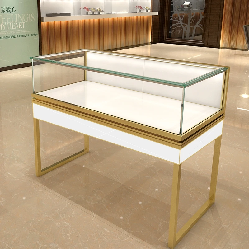 customized.Metal exhibition showcase lockable watch display counter retail jewelry showroom store showcase with light