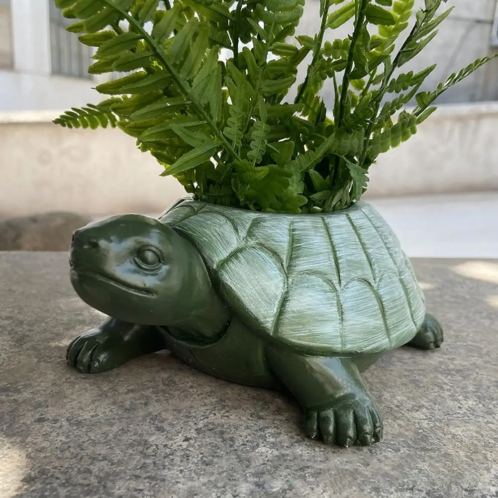 Turtle Planter Pot Resin Tortoise Flowerpot Animal Statue Indoor Outdoor Succulent Plants Container Home Garden Decoration