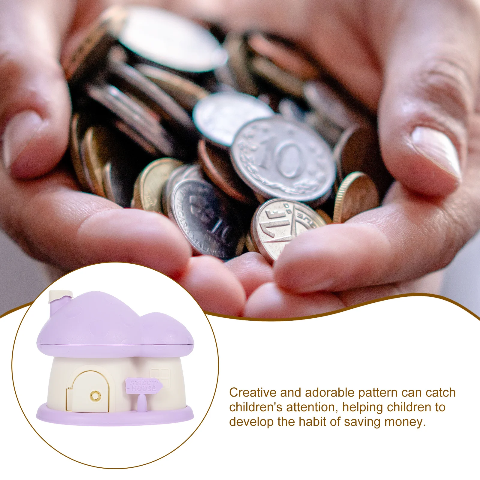 

1pc Mushroom-Shaped Piggy Bank Cute Coin Box For Girls Household Money Storage Decorative Saving Jar Birthday Gift