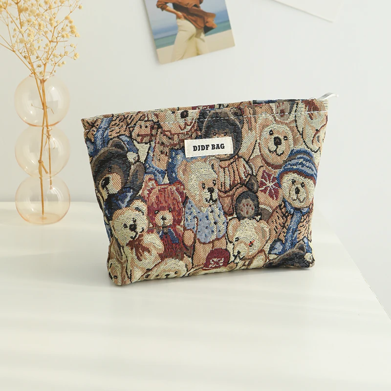 Cartoon bear women\'s cosmetic bag portable travel toiletry bag large capacity cosmetics change storage bag commuter clutch