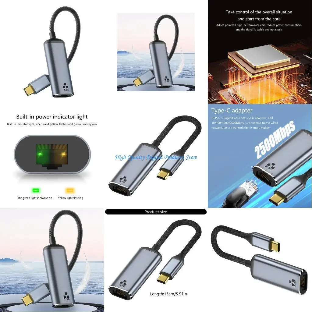 

U2JE Тип C до RJ45 Athernet Adapter 2500 Мбит / с LAN 2500 Мбит / с.