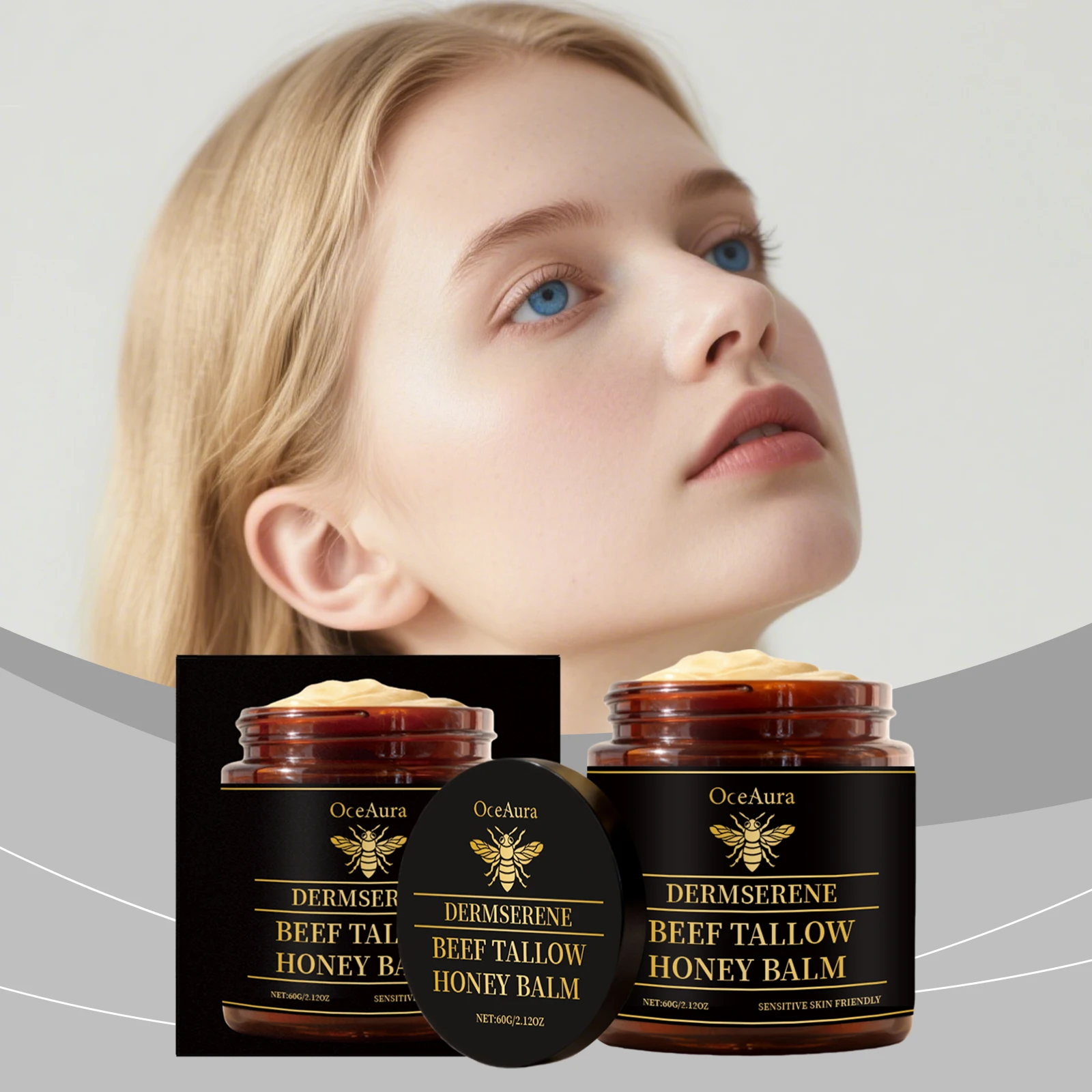 Crema Facial de Sebo de Res, Bálsamo de Miel Cruda Orgánica, Cuidado de la Piel, Crema Hidratante Corporal Natural Batida, Iluminadora, de Animales Alimentados con Pasto