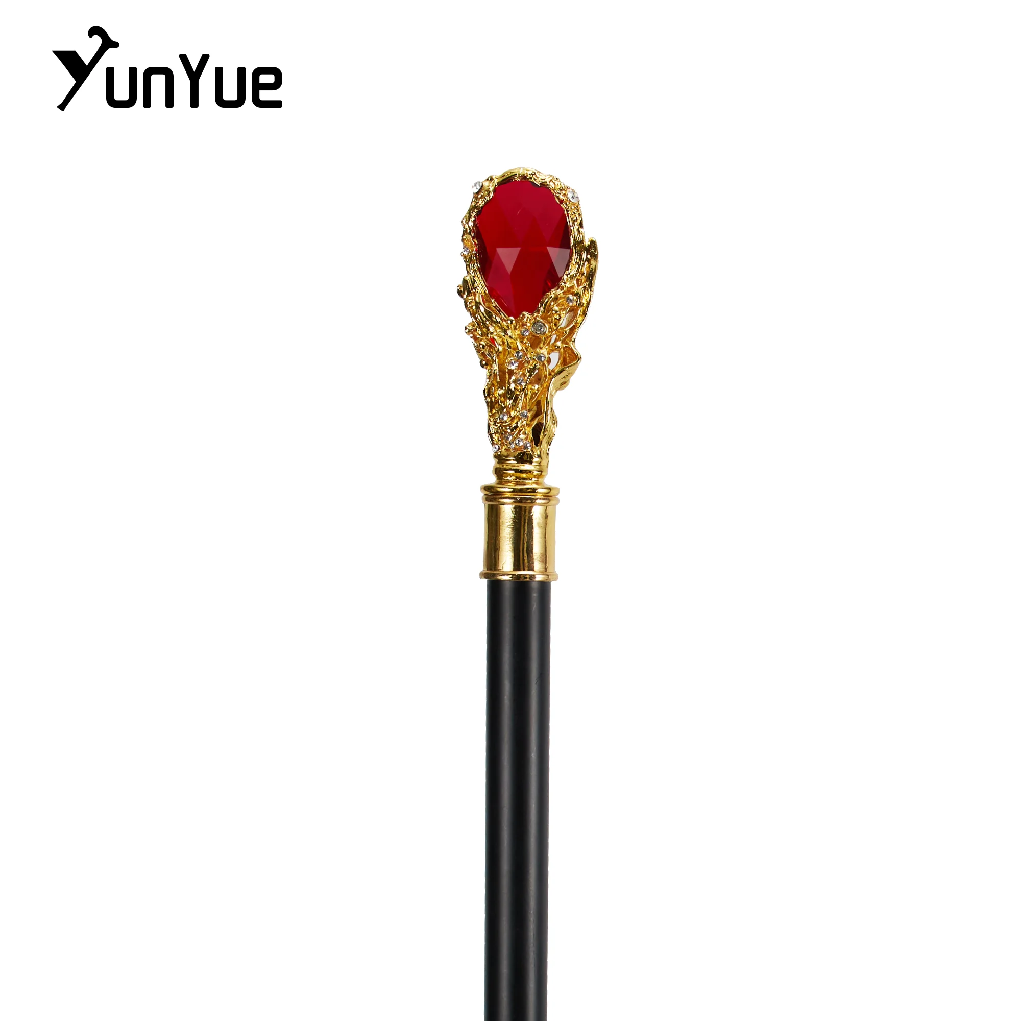 الذهب الأحمر الماس نوع عصا المشي شهم خمر اليدوية الأزياء الزخرفية عصا للمشي الفن جمع فيلم الدعامة العكازات