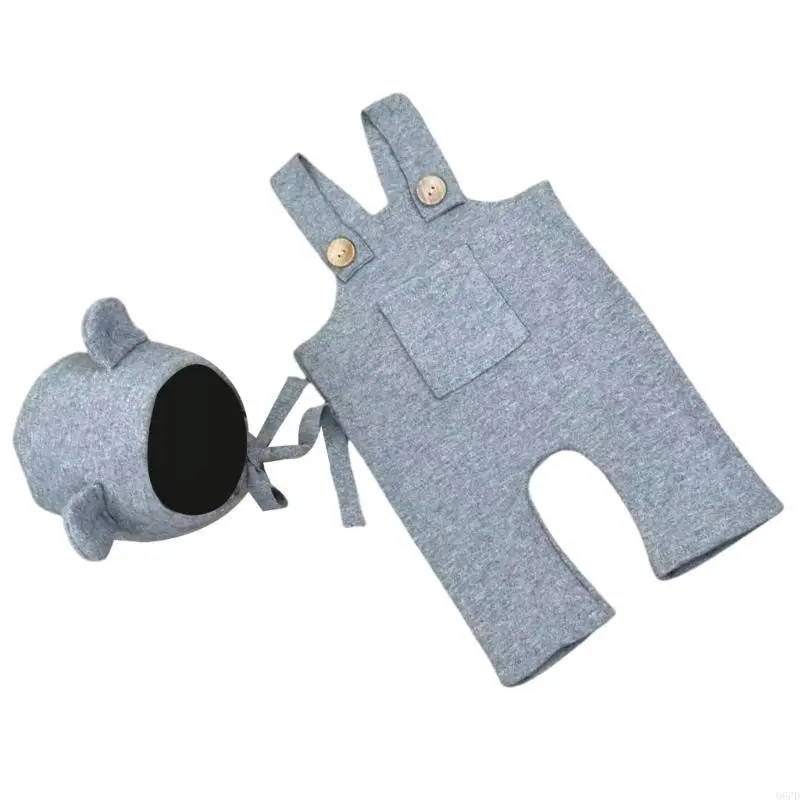 Baby Photography Props Newborns Photo Clothes Photography Costume Hat and Overalls Outfit for Toddler 0-1 Month