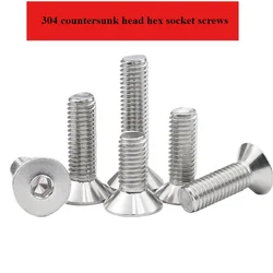 Nutrunner Flat Head Machine Screws M3 M4 Inner Hex 304 Stainless Steel Fasteners Bolts M3x4 M3x5 M3x6 M3x8 M3x10 Fhcs Strawberry
