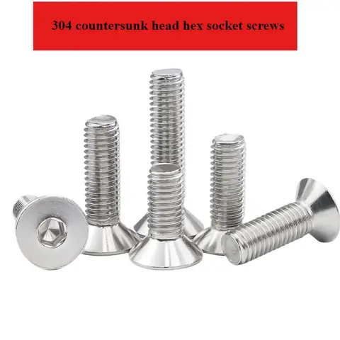 Nutrunner Flat Head Machine Screws M3 M4 Inner Hex 304 Stainless Steel Fasteners Bolts M3x4 M3x5 M3x6 M3x8 M3x10 Fhcs Strawberry