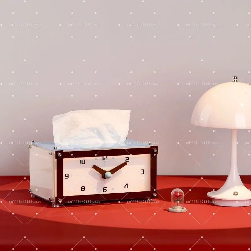 Creative Desktop Clock Ornaments, Tissue Boxes, High-end Home Decor Gifts